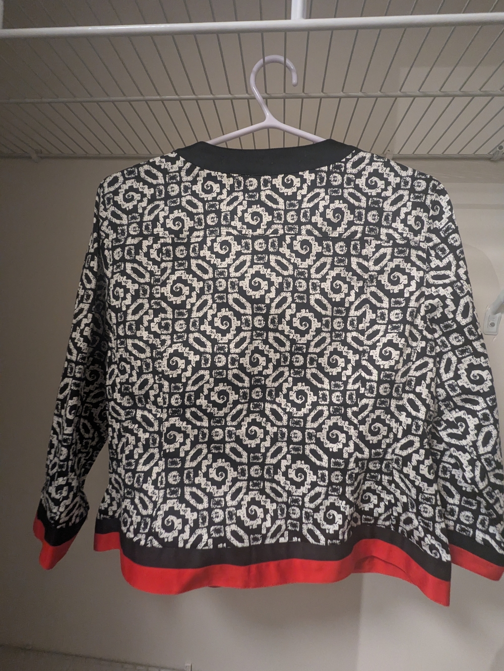 Ruby Rd Black & White Patterned Jacket with Red Trim - Picture 2 of 4